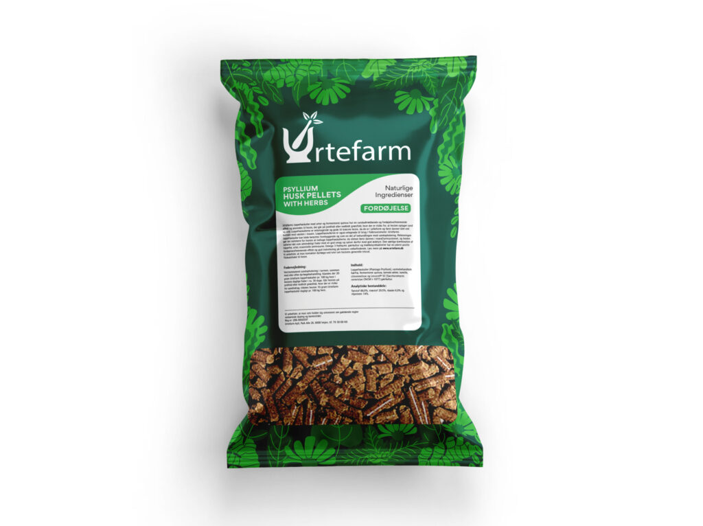 Urtefarm Psyllium Husk With Herbs - Pelleterede Loppefrøskaller m. urter