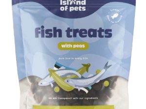 Island of Pets, Fish treats with peas er en lækker, sund og velsmagende hundegodbid fyldt med omega 3.