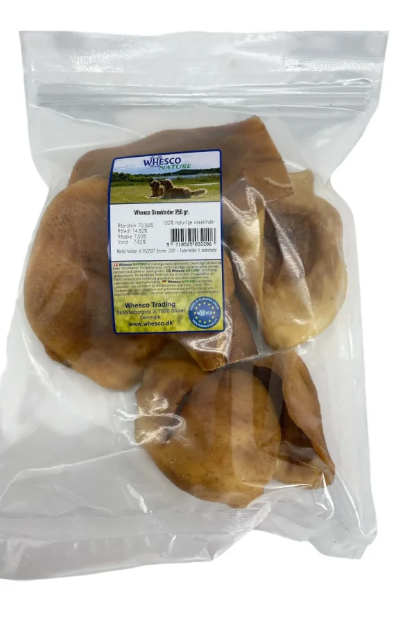 Whesco Oksekinder, en helt naturlig snack uden korn, tilsætninger eller andet end det det er - oksekinder