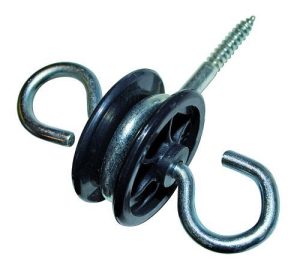 Isolator med skrue + 2 øjer sort 4 stk